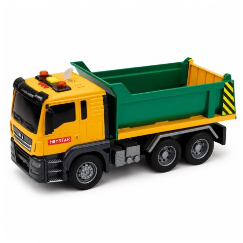LEAN Toys Ciężarówka Budowlana Wywrotka Kiper Otwierana Klapa Światła Dźwięki 1:14