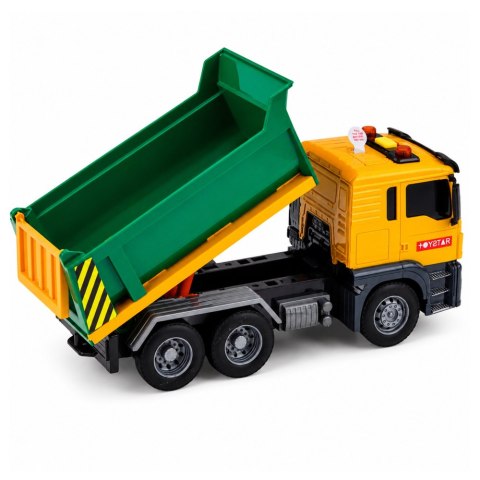 LEAN Toys Ciężarówka Budowlana Wywrotka Kiper Otwierana Klapa Światła Dźwięki 1:14
