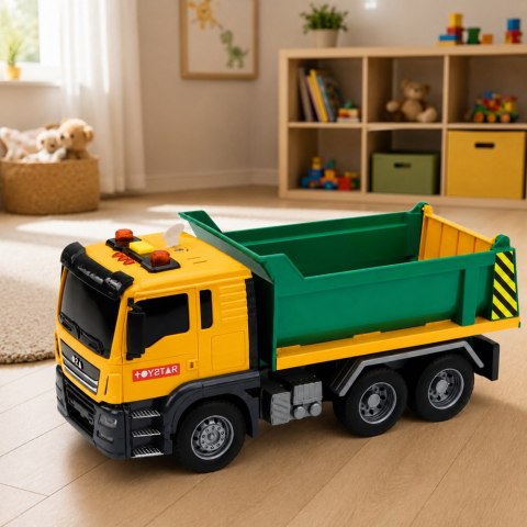 LEAN Toys Ciężarówka Budowlana Wywrotka Kiper Otwierana Klapa Światła Dźwięki 1:14