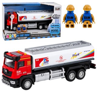 LEAN Toys Ciężarówka Cysterna Metalowa Napęd Światła Dźwięki Czerwono-Biała 1:40