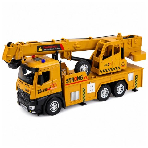 LEAN Toys Ciężarówka z Dźwigiem Regulowany Metalowa Kabina Światła Dźwięki Napęd 1:12