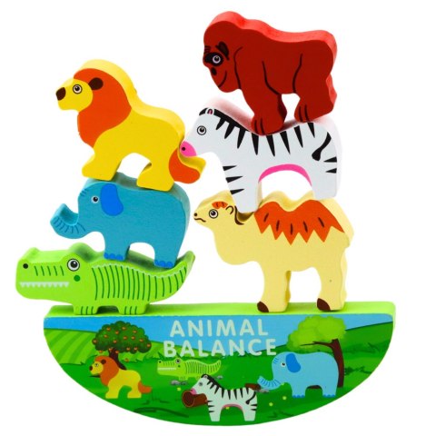LEAN Toys Gra Zręcznościowa Balansujące Zwierzęta Drewniane 13El