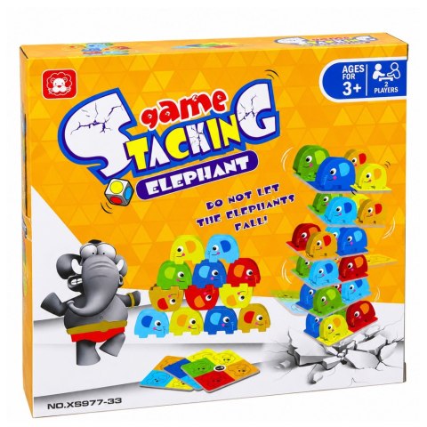 LEAN Toys Gra Zręcznościowa Wieża Ze Słoni Balansujące Słoniki Kolorowe Karty 46 el.