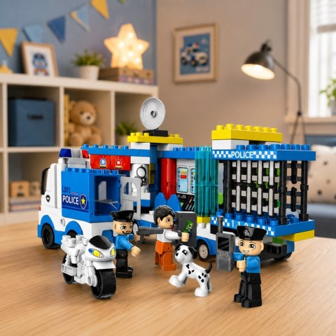 LEAN Toys Klocki Konstrukcyjne Policja Ciężarówka Motocykl Figurki Policjantów 91 el.