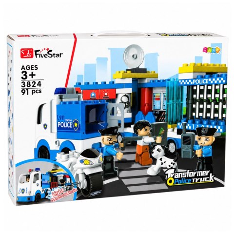 LEAN Toys Klocki Konstrukcyjne Policja Ciężarówka Motocykl Figurki Policjantów 91 el.