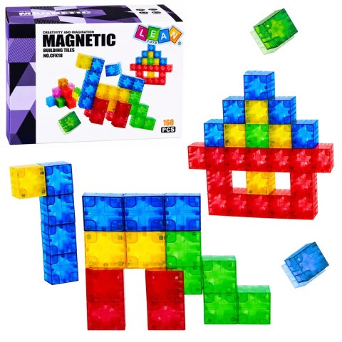 LEAN Toys Klocki Magnetyczne Konstrukcyjne Sześciany Kostki Kolorowe 3D 160 el.