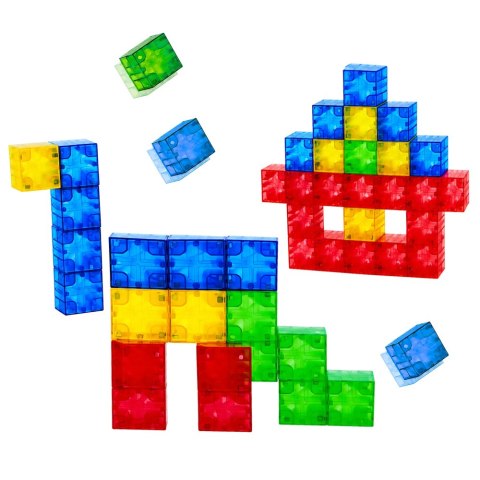 LEAN Toys Klocki Magnetyczne Konstrukcyjne Sześciany Kostki Kolorowe 3D 160 el.