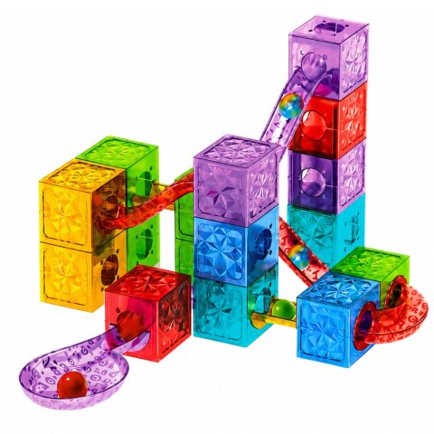 LEAN Toys Klocki Magnetyczne Konstrukcyjne Sześciany Tor Kulkowy Kolorowe 33 el.