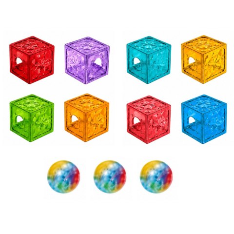 LEAN Toys Klocki Magnetyczne Konstrukcyjne Sześciany Tor Kulkowy Kolorowe 60 el.