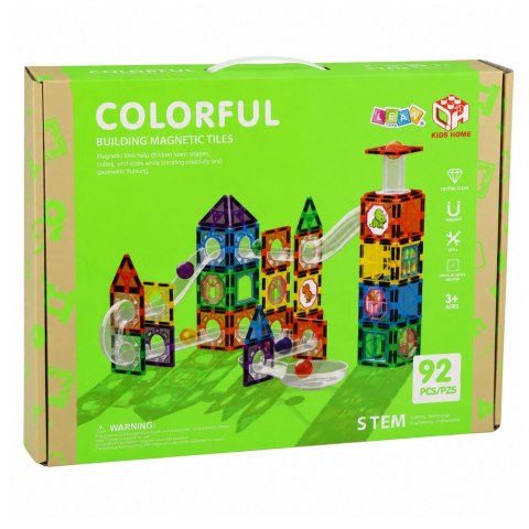 LEAN Toys Klocki Magnetyczne Konstrukcyjne Tor Dla Kulek STEM Dinozaury 92 el.