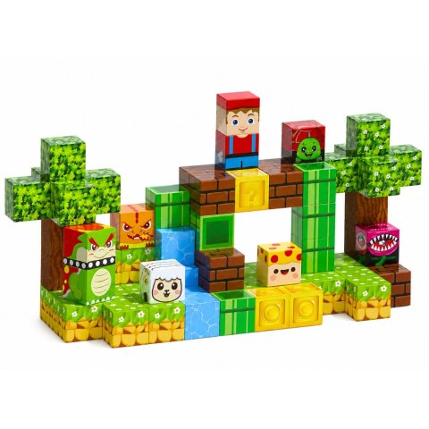 LEAN Toys Klocki Magnetyczne Sześciany Kostki Pikselowy Świat Zwierzęta 80 el.