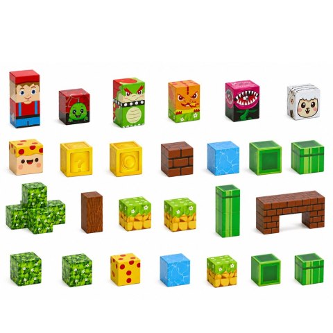 LEAN Toys Klocki Magnetyczne Sześciany Kostki Pikselowy Świat Zwierzęta 80 el.
