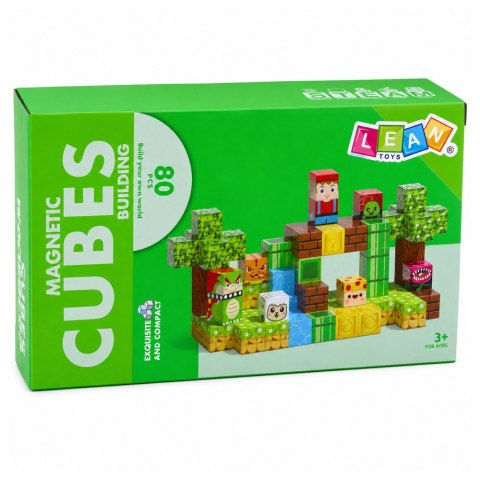 LEAN Toys Klocki Magnetyczne Sześciany Kostki Pikselowy Świat Zwierzęta 80 el.