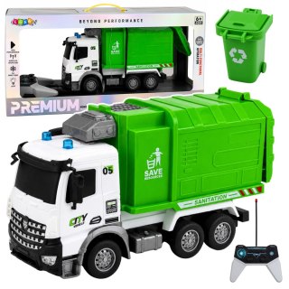 LEAN Toys Pojazd Komunalny Śmieciarka Zdalnie Sterowana RC Kontener Kosz Światła 1:14