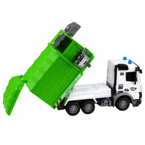 LEAN Toys Pojazd Komunalny Śmieciarka Zdalnie Sterowana RC Kontener Kosz Światła 1:14