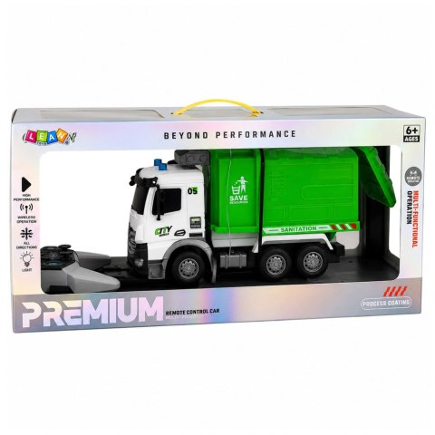 LEAN Toys Pojazd Komunalny Śmieciarka Zdalnie Sterowana RC Kontener Kosz Światła 1:14