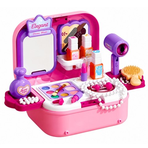 LEAN Toys Przenośny Zestaw Piękności 2w1 Walizka Lusterko Kosmetyki Akcesoria Różowy