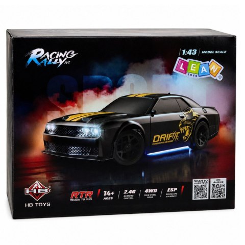 LEAN Toys Samochód Sportowy Do Driftu RC Wymienna Karoseria Koła 4WD Czarny 1:43