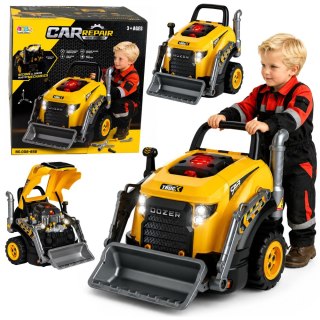 LEAN Toys Spychacz Koparka Do Rozkręcania Mały Majsterkowicz Światła Dźwięki Para Wodna