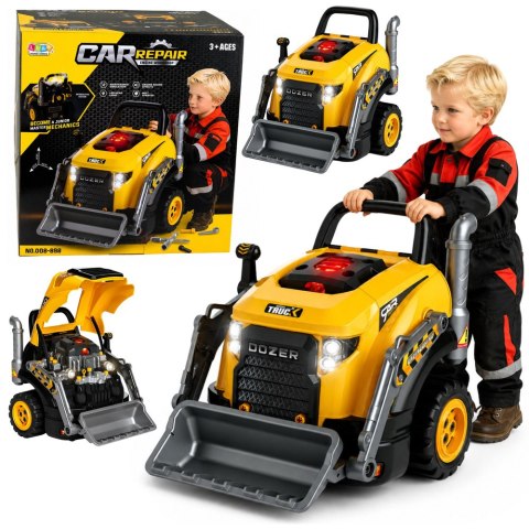 LEAN Toys Spychacz Koparka Do Rozkręcania Mały Majsterkowicz Światła Dźwięki Para Wodna