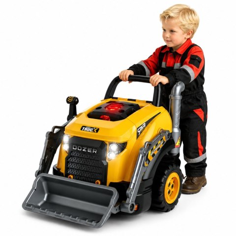 LEAN Toys Spychacz Koparka Do Rozkręcania Mały Majsterkowicz Światła Dźwięki Para Wodna