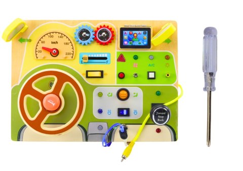 LEAN Toys Tablica Analogowa Sensoryczna Manipulacyjna Samochód Światła LED