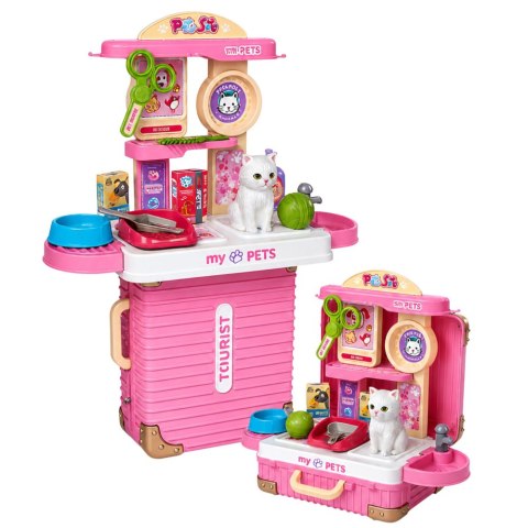 LEAN Toys Walizka Weterynarza Zestaw Do Pielęgnacji Opieki Kotek Biały Akcesoria