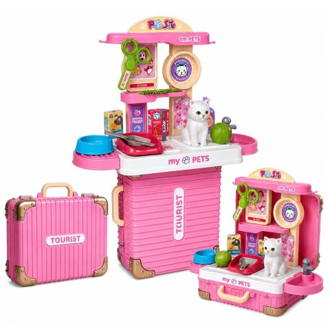 LEAN Toys Walizka Weterynarza Zestaw Do Pielęgnacji Opieki Kotek Biały Akcesoria