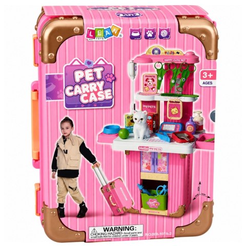 LEAN Toys Walizka Weterynarza Zestaw Do Pielęgnacji Opieki Kotek Biały Akcesoria