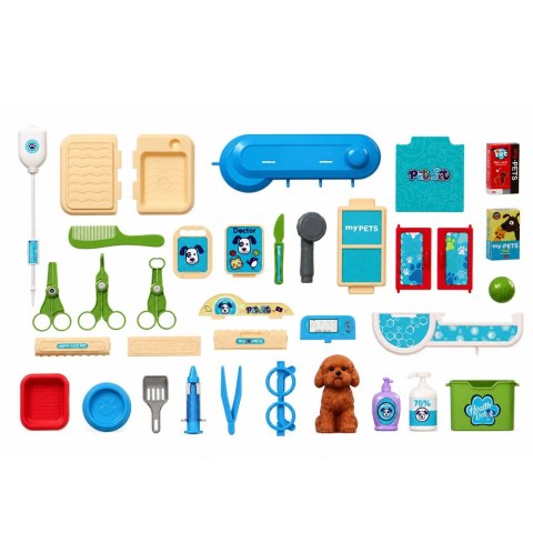 LEAN Toys Walizka Weterynarza Zestaw Do Pielęgnacji Opieki Piesek Brązowy Akcesoria