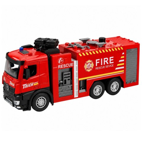 LEAN Toys Wóz Strażacki z Funkcją Lania Wody Metalowa Kabina Światła Dźwięki 1:12