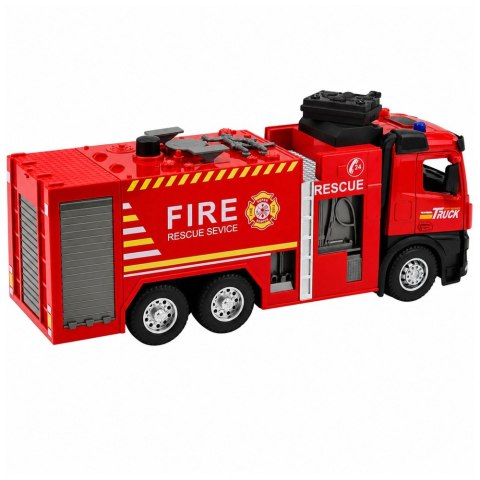 LEAN Toys Wóz Strażacki z Funkcją Lania Wody Metalowa Kabina Światła Dźwięki 1:12