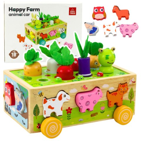 LEAN Toys Zabawka Edukacyjna Drewniana Wesoła Farma Sorter Magnetyczne Robaki