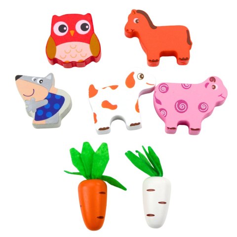LEAN Toys Zabawka Edukacyjna Drewniana Wesoła Farma Sorter Magnetyczne Robaki
