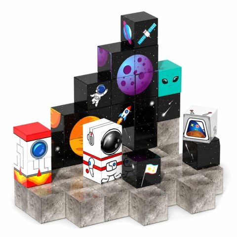 LEAN Toys Zestaw Klocki Magnetyczne Kostki Sześciany Piksele Kosmos 3D 50 el.