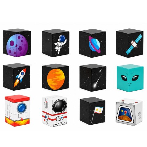 LEAN Toys Zestaw Klocki Magnetyczne Kostki Sześciany Piksele Kosmos 3D 50 el.