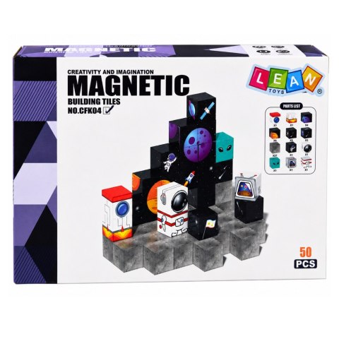LEAN Toys Zestaw Klocki Magnetyczne Kostki Sześciany Piksele Kosmos 3D 50 el.
