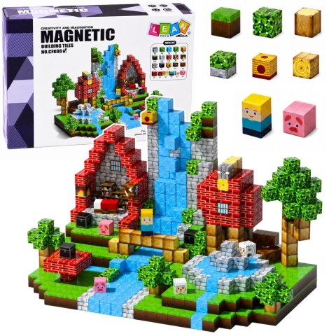 LEAN Toys Zestaw Klocki Magnetyczne Kostki Sześciany Piksele Las Wodospad 3D 100 el.