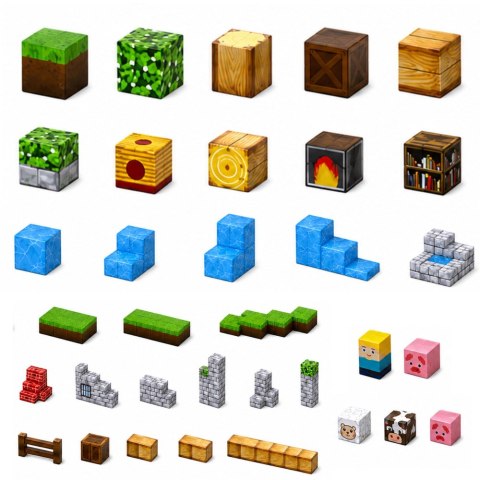 LEAN Toys Zestaw Klocki Magnetyczne Kostki Sześciany Piksele Las Wodospad 3D 100 el.