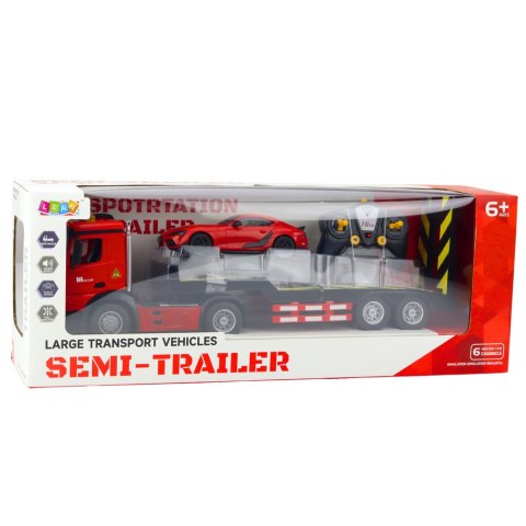 LEAN Toys Zestaw Laweta Zdalnie Sterowana RC Auto Sportowe Osobowe Czerwone 1:16