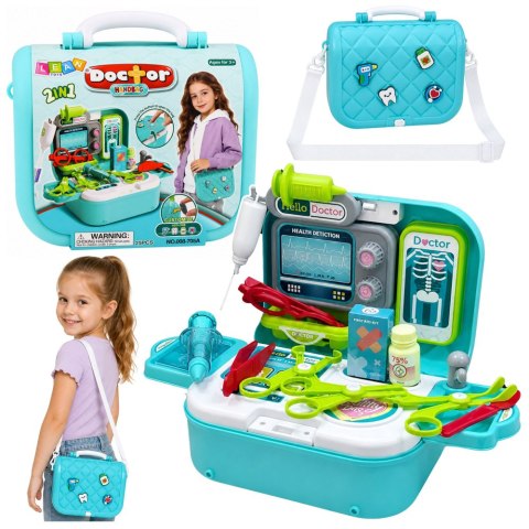 LEAN Toys Zestaw Lekarski 2W1 w Walizce Przenośny Gabinet Doktora Akcesoria Niebieski