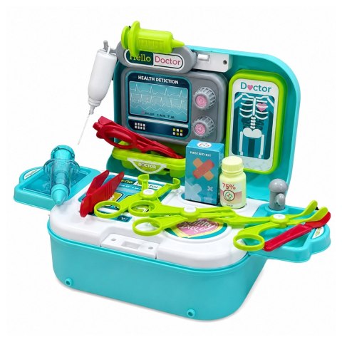 LEAN Toys Zestaw Lekarski 2W1 w Walizce Przenośny Gabinet Doktora Akcesoria Niebieski