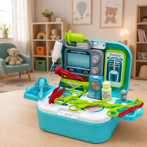LEAN Toys Zestaw Lekarski 2W1 w Walizce Przenośny Gabinet Doktora Akcesoria Niebieski