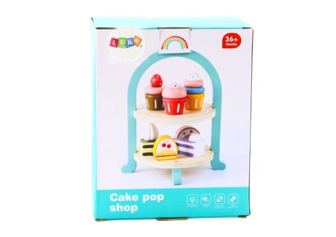 LEAN Toys Zestaw Słodyczy Ciasta Babeczki Stojak Drewniany