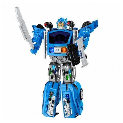 LEAN Toys Auto Robot 2w1 Samochód Policyjny Wyrzutnia Małe Roboty Światła Dźwięki
