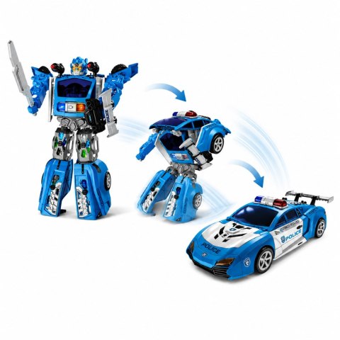 LEAN Toys Auto Robot 2w1 Samochód Policyjny Wyrzutnia Małe Roboty Światła Dźwięki