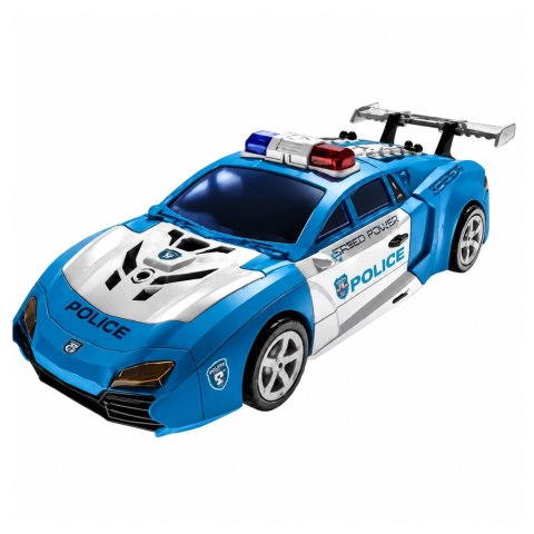 LEAN Toys Auto Robot 2w1 Samochód Policyjny Wyrzutnia Małe Roboty Światła Dźwięki