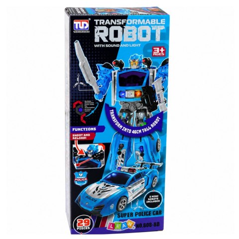 LEAN Toys Auto Robot 2w1 Samochód Policyjny Wyrzutnia Małe Roboty Światła Dźwięki