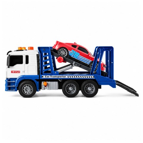 LEAN Toys Ciężarówka Lora Laweta Z Samochodem Napęd Światła Dźwięki Niebieska