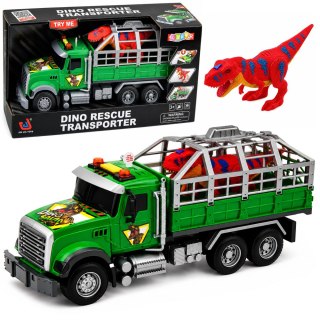 LEAN Toys Ciężarówka Transporter Z Klatką Figurka Dinozaur T-Rex Światła Dźwięki 1:12